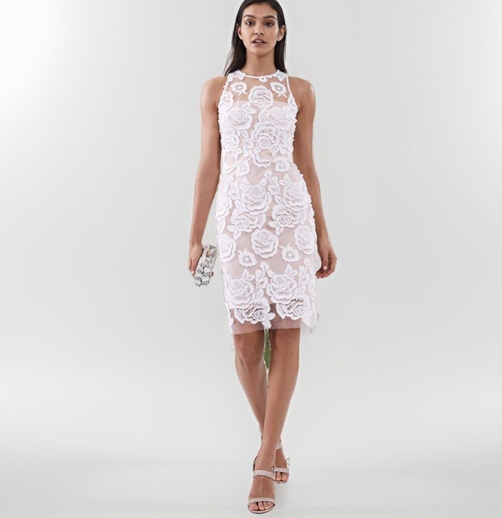 REISS Meghan Floral Dress Sz 10 Lace Bodycon Wedding Cocktail Romantic NEW $475